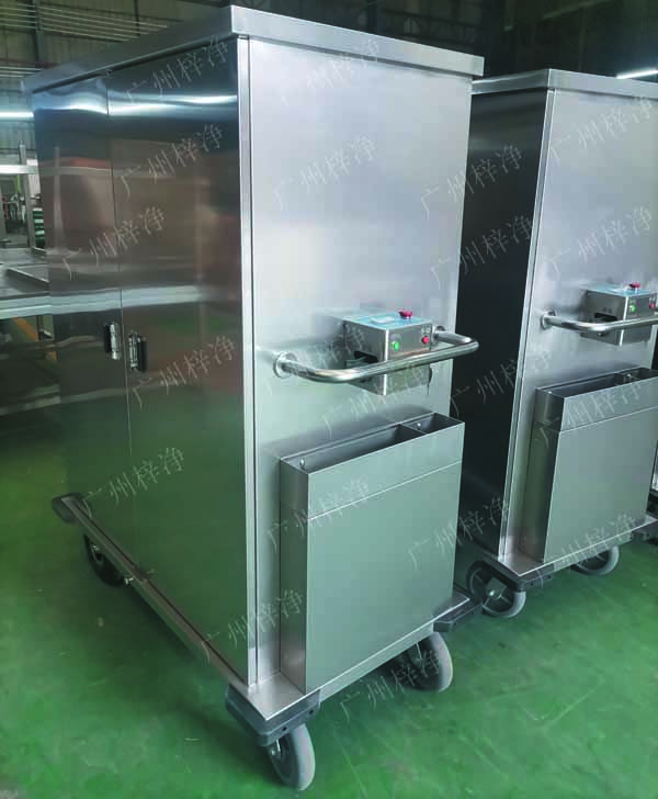 密閉式滅菌器械物品電動轉運車有單面雙開門,單側門可旋轉角度≥220°度開啟設計，裝卸物品更方便;